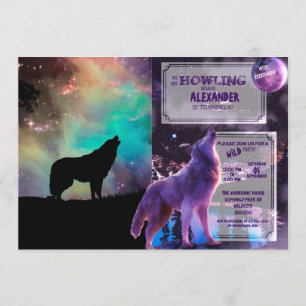 Wolf howling at the universe invitation