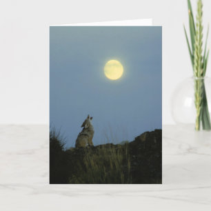 Wolf Howling Full Moon Card