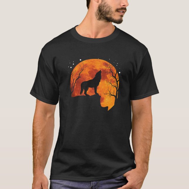Wolf Howling Full Moon Forest Nature Moonlight Wol T-Shirt (Front)