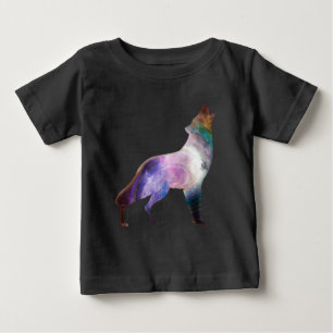 Wolf howling galaxy universe baby T-Shirt