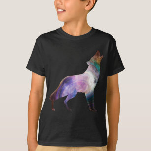 Wolf howling galaxy universe T-Shirt