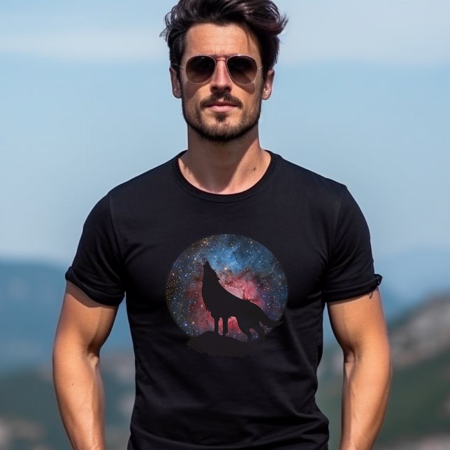 Wolf Howling in Galaxy T-Shirt (Wolf Howling in Galaxy Tshirt)