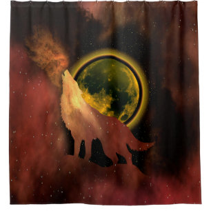 WOLF HOWLING IN SPACE MOON GALAXY