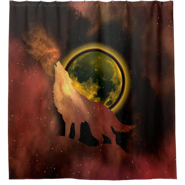 WOLF HOWLING IN SPACE MOON GALAXY   (Front)