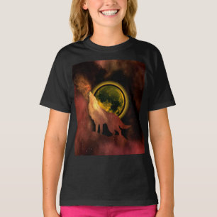 WOLF HOWLING IN SPACE MOON GALAXY T-Shirt