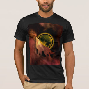 WOLF HOWLING IN SPACE MOON GALAXY     T-Shirt