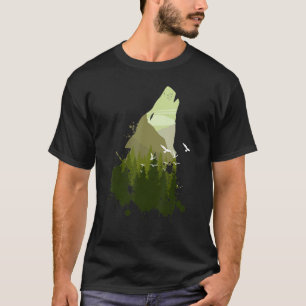 Wolf Howling In The Nature   Forest And Mountains T-Shirt