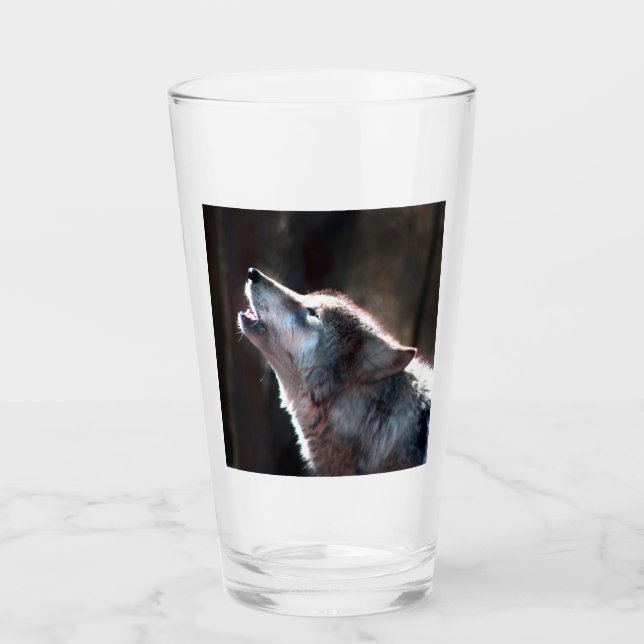 Wolf Howling Lone Wolf Glass (Front)