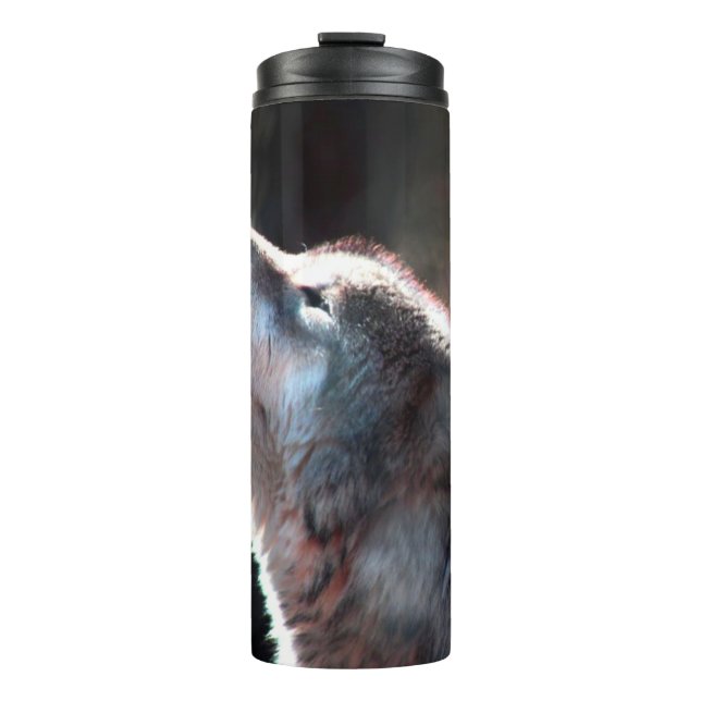 Wolf Howling Lone Wolf Thermal Tumbler (Front)