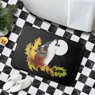 Wolf Howling Moon Bath Mat
