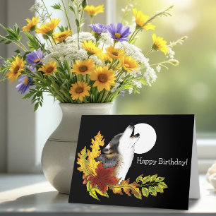 Wolf Howling Moon Card