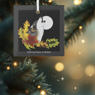 Wolf Howling Moon Glass Ornament