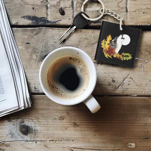 Wolf Howling Moon Keychain (Creator Uploaded)