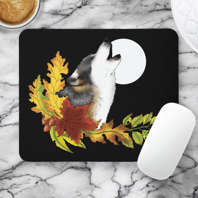 Wolf Howling Moon Mouse Pad (Creator Uploaded)