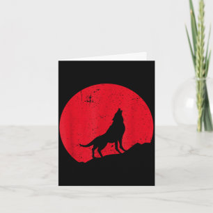 Wolf howling moon wolves scary night halloween card