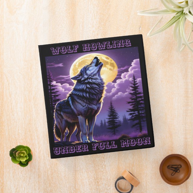Wolf Howling Under Full Moon.  Binder (In Situ)