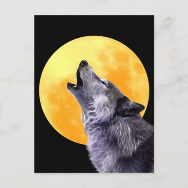 Wolf howls at the full moon postcard (Front)