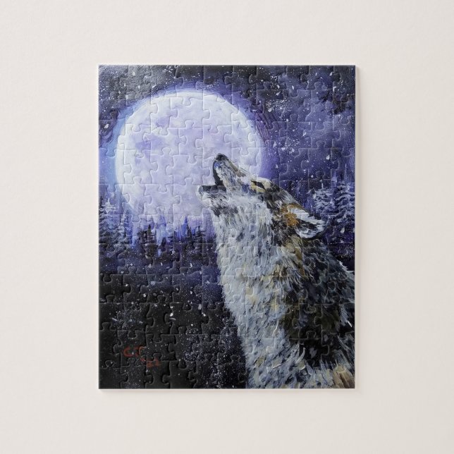 WOLF HOWWWET ET WINTER MOON PUZZLE (Vertical)