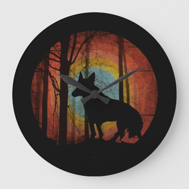 WOLF HUNTER VINTAGE LARGE CLOCK (Front)