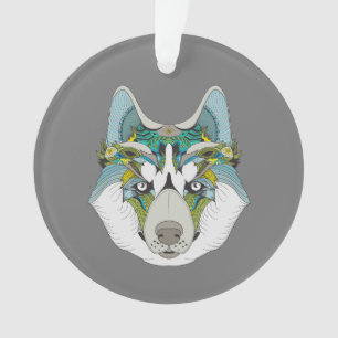 Wolf husky embelli vert bleu