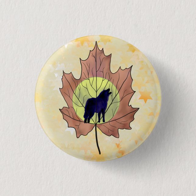 Wolf im Ahornblatt 1 Inch Round Button (Front)