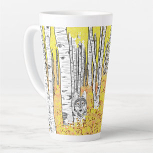 Wolf In Autumn Woods  Latte Mug