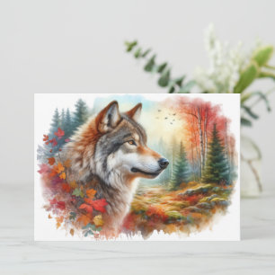 Wolf in Forest: A Stunning Blend of Nature Thank You Card
