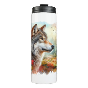 Wolf in Forest: A Stunning Blend of Nature Thermal Tumbler