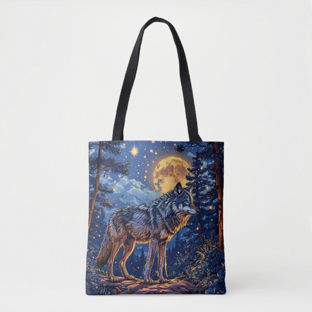 Wolf in forest tote bag (Front)