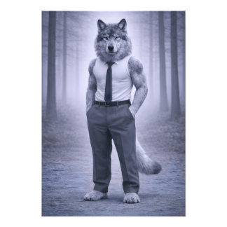 Wolf in Minimal Formal Attire – Silent Forest Port Photo Print