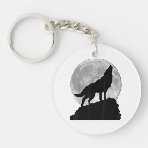 Wolf in moon light T Shirt - Cool full dog pup how Keychain