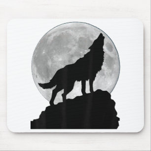 Wolf in moon light T Shirt - Cool full dog pup how Mouse Pad