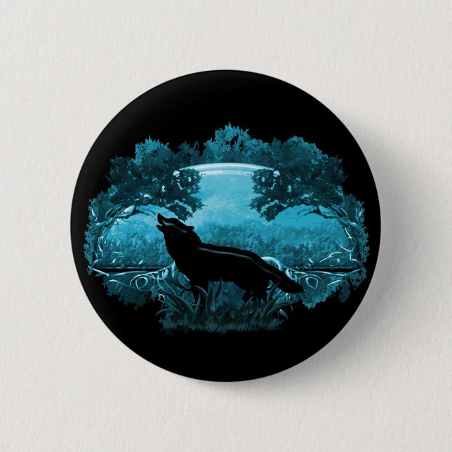 Wolf in Nature 2 Inch Round Button (Front)