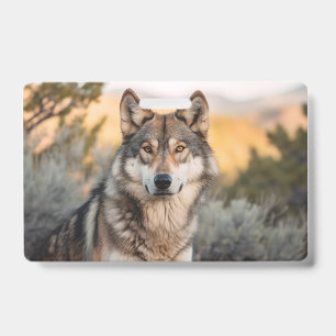 Wolf in nature badge