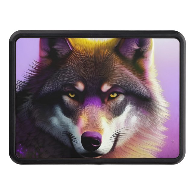 Wolf in Purple Trailer Hitch Cover (Front)