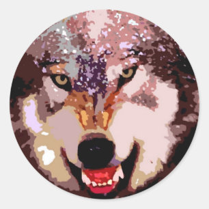 Wolf in Snow Classic Round Sticker