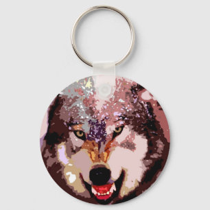 Wolf in Snow Keychain
