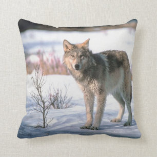 Wolf In Snow Throw Pillow