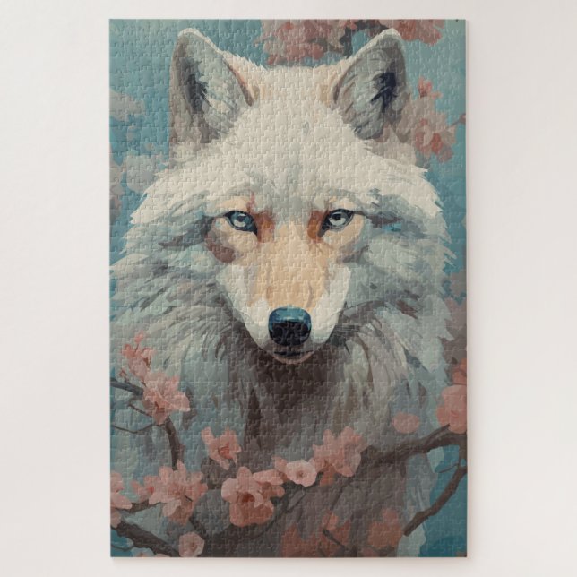 Wolf in Spring Blossom Jigsaw Puzzle (Vertical)