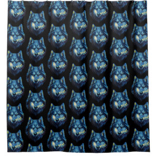 Wolf in starry night abstract wildlife