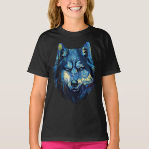 Wolf in starry night abstract wildlife T-Shirt