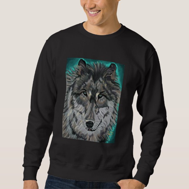 Wolf in Teal Ice sweatshirt (Front)