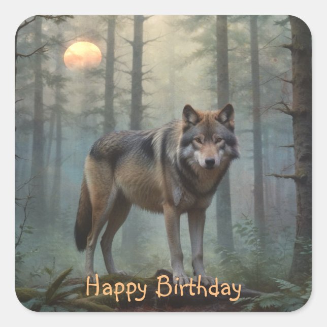 Wolf in the Forest Square Sticker (Front)