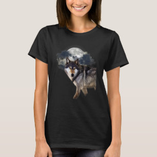 Wolf In The Full Moon Wolf and Nature Lovers Wolf T-Shirt
