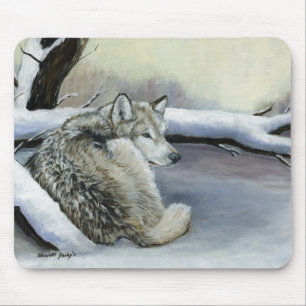 Wolf in the Snow Art mouse Pad