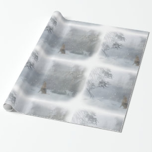 Wolf in the Snow Christmas Wrapping Papper Paper