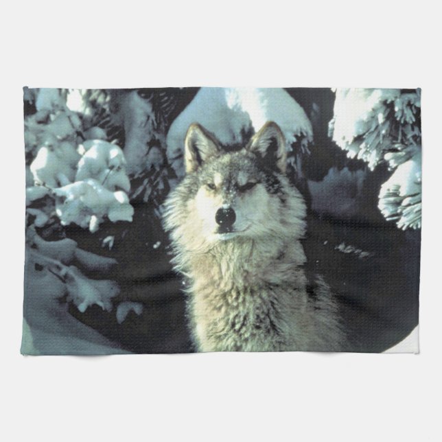Wolf In The Snow Kitchen Towel (Horizontal)