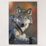 Wolf in the Woods Hunting Jigsaw Puzzle<br><div class="desc">Wolf in the Woods Hunting.  Wolf,  Predator,  Canidae,  Canis,  Lupus,  Hunter,  wild,  outdoors,  woods,  hunt,  animal,  dog,  close,  face,  fur,  stair,  beast,  strong,  pray,  smile</div>