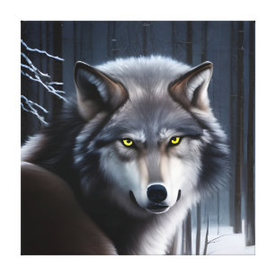 Wolf In Winter Forest Canvas Print