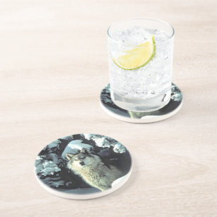 Wolf In Winter Forest Scene Coaster